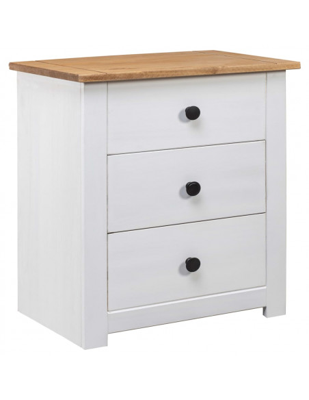 Comodino Bianco 46x40x57 cm in Legno di Pino Panama Range