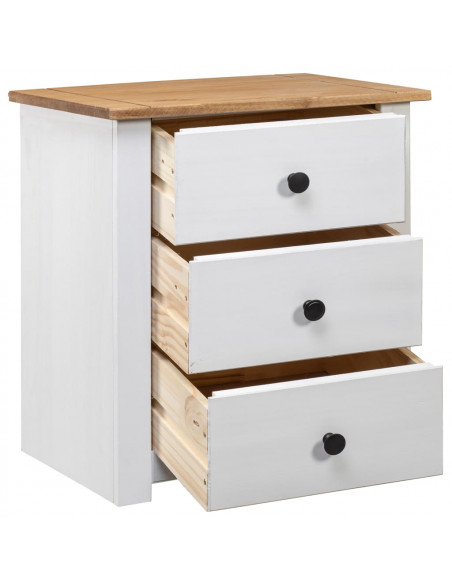 Comodino Bianco 46x40x57 cm in Legno di Pino Panama Range