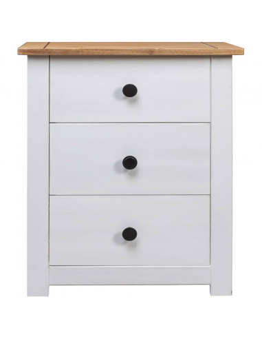 Comodino Bianco 46x40x57 cm in Legno di Pino Panama Range