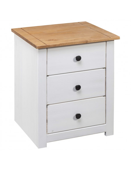 Comodino Bianco 46x40x57 cm in Legno di Pino Panama Range