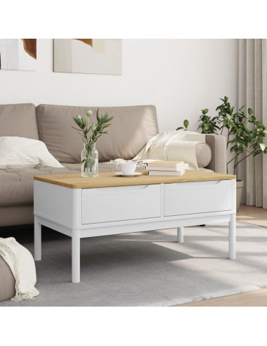 Tavolino FLORO Bianco 99x55,5x45 cm in Legno di Pino