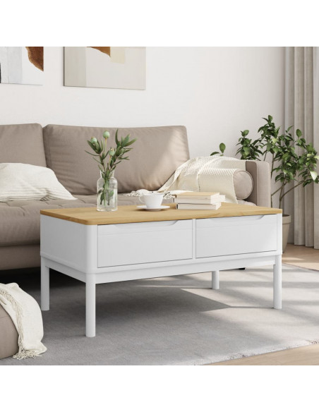 Tavolino FLORO Bianco 99x55,5x45 cm in Legno di Pino