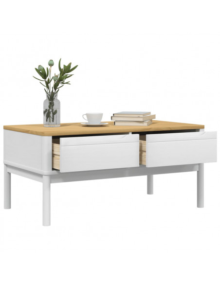 Tavolino FLORO Bianco 99x55,5x45 cm in Legno di Pino