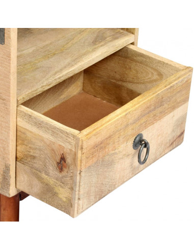 Comodino 40x30x52 cm in Legno Massello di Mango Grezzo
