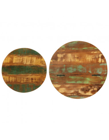 Set Tavolini da Salotto 2 pz Nero in Legno Massello di Recupero