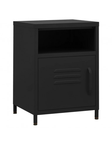 Comodino Nero 35x35x51 cm in Acciaio