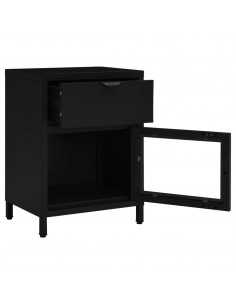Comodini 2 pz Neri 40x30x54,5 cm Acciaio e Vetro 2