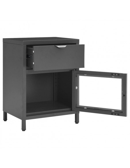 Comodini 2 pz Antracite 40x30x54,5 cm in Acciaio e Vetro