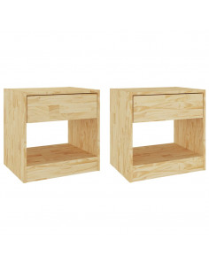 Comodini 2 pz 40x31x40 cm in Legno Massello di Pino 2