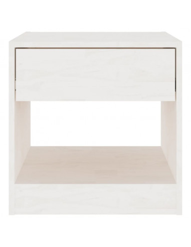 Comodino Bianco 40x31x40 cm in Legno Massello di Pino