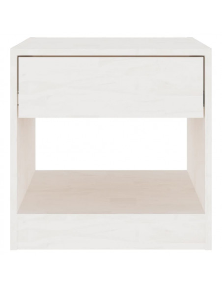 Comodino Bianco 40x31x40 cm in Legno Massello di Pino