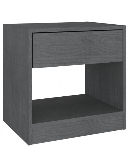 Comodini 2 pz Grigi 40x31x40 cm in Legno Massello di Pino