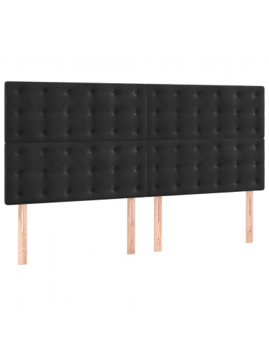 Giroletto con Testiera Nero 180x200 cm in Velluto