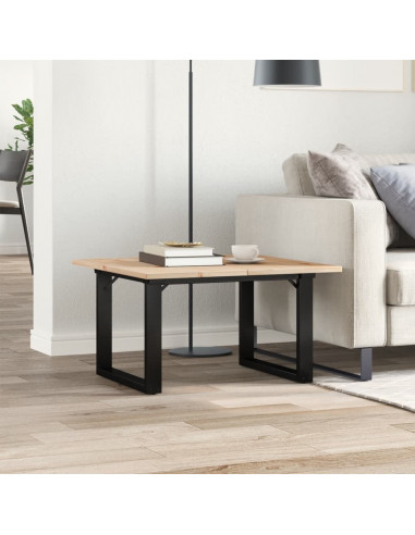 Tavolino da Salotto Telaio a O 70x70x40cm Legno Pino e Acciaio