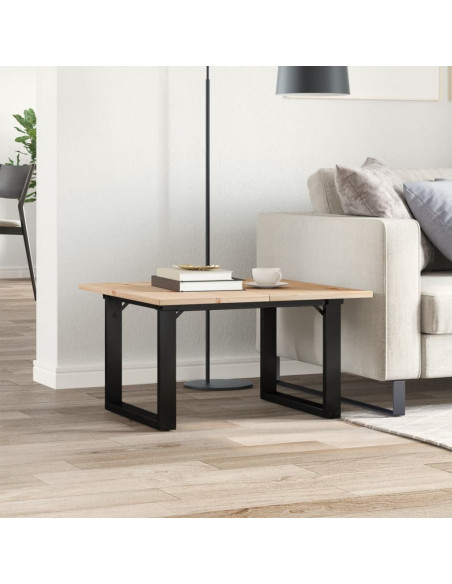 Tavolino da Salotto Telaio a O 70x70x40cm Legno Pino e Acciaio