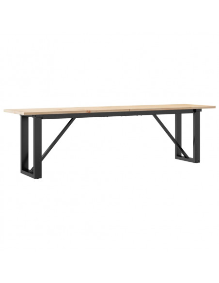 Tavolino Salotto Telaio a O 160x40x45cm Massello Pino e Ghisa