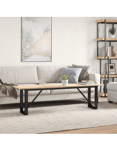 Tavolino Salotto Telaio a O 160x40x45cm Massello Pino e Ghisa