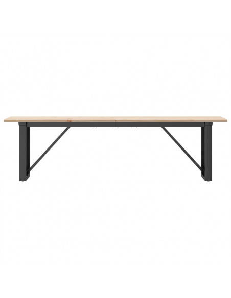 Tavolino Salotto Telaio a O 160x40x45cm Massello Pino e Ghisa