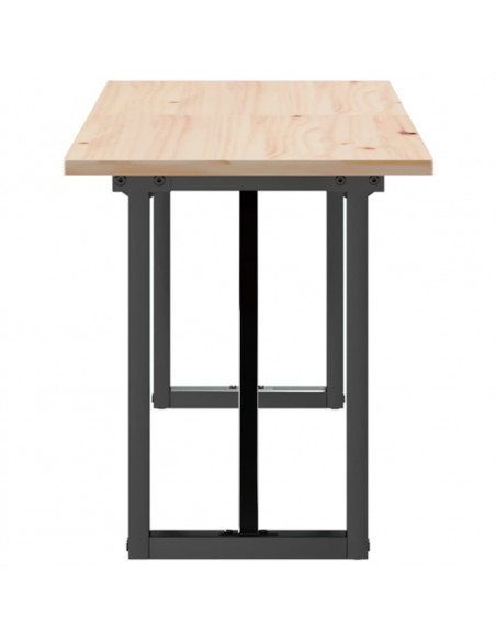 Tavolino Salotto Telaio a O 160x40x45cm Massello Pino e Ghisa
