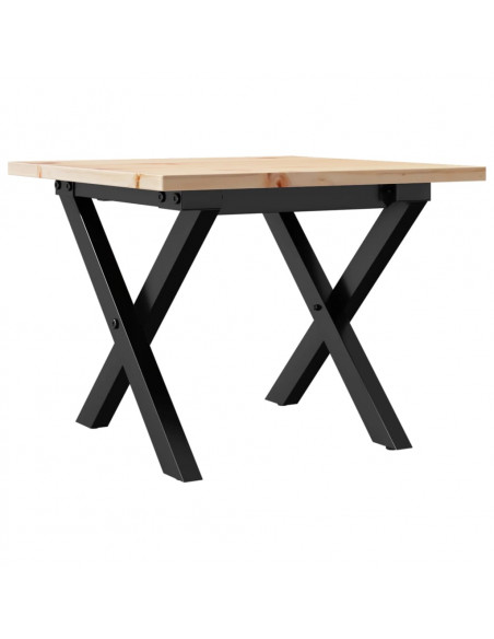 Tavolino da Salotto Telaio a X 40x40x35cm Massello Pino e Ghisa