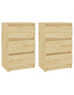 Comodini 2 pz 40x29,5x64 cm in Legno Massello di Pino 2