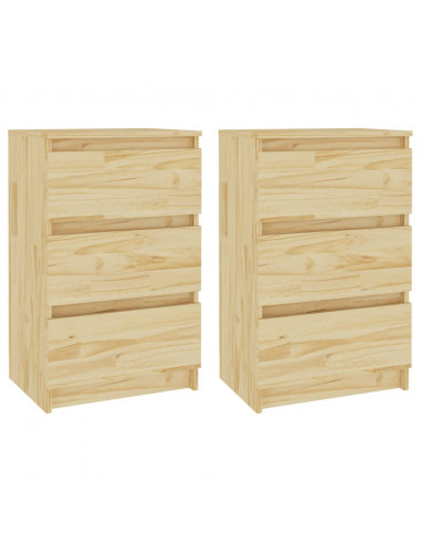 Comodini 2 pz 40x29,5x64 cm in Legno Massello di Pino
