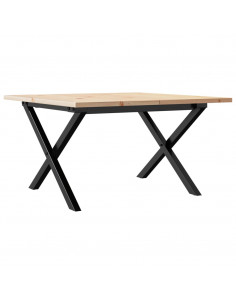 Tavolino da Salotto Telaio a X 60x60x40cm Massello Pino e Ghisa 2