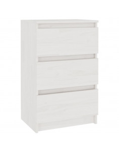 Comodino Bianco 40x29,5x64 cm in Legno Massello di Pino 2