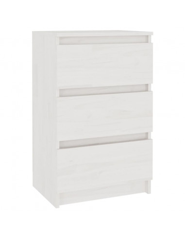 Comodino Bianco 40x29,5x64 cm in Legno Massello di Pino