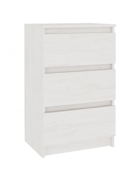 Comodino Bianco 40x29,5x64 cm in Legno Massello di Pino