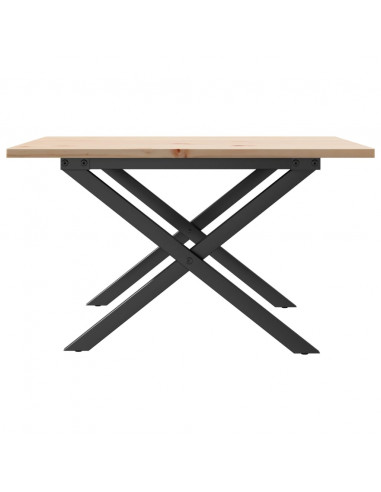 Tavolino da Salotto Telaio a X 60x60x40cm Massello Pino e Ghisa