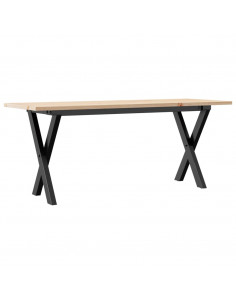 Tavolino Salotto Telaio a X 110x40x45cm Massello Pino e Ghisa 2