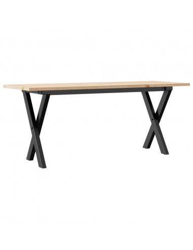 Tavolino Salotto Telaio a X 110x40x45cm Massello Pino e Ghisa