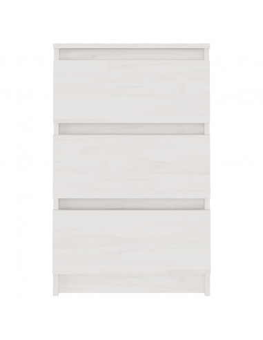 Comodino Bianco 40x29,5x64 cm in Legno Massello di Pino