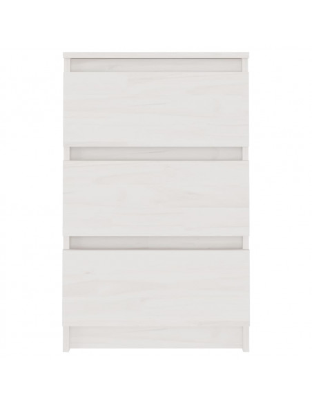 Comodino Bianco 40x29,5x64 cm in Legno Massello di Pino