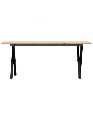 Tavolino Salotto Telaio a X 110x40x45cm Massello Pino e Ghisa