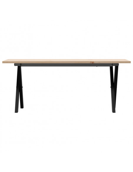 Tavolino Salotto Telaio a X 110x40x45cm Massello Pino e Ghisa