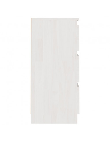 Comodino Bianco 40x29,5x64 cm in Legno Massello di Pino