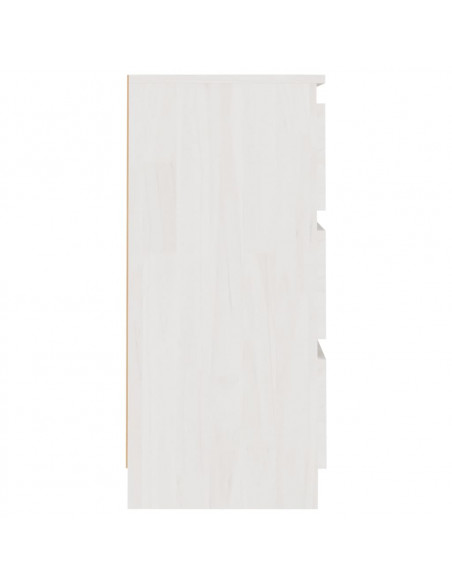 Comodino Bianco 40x29,5x64 cm in Legno Massello di Pino