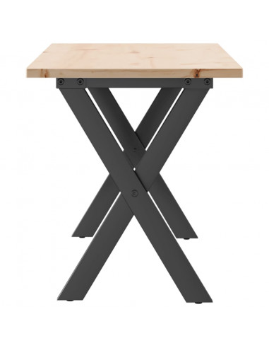 Tavolino Salotto Telaio a X 110x40x45cm Massello Pino e Ghisa