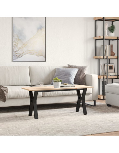 Tavolino Salotto Telaio a Y 110x40x45cm Massello Pino e Ghisa