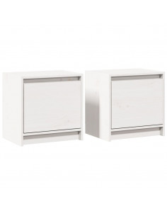 Comodini 2 pz Bianchi 40x30,5x40 cm in Legno Massello di Pino 2