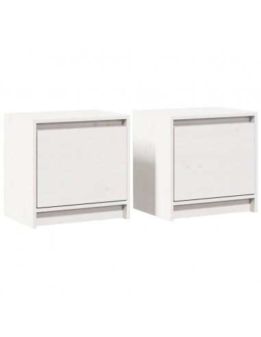 Comodini 2 pz Bianchi 40x30,5x40 cm in Legno Massello di Pino