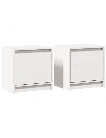 Comodini 2 pz Bianchi 40x30,5x40 cm in Legno Massello di Pino