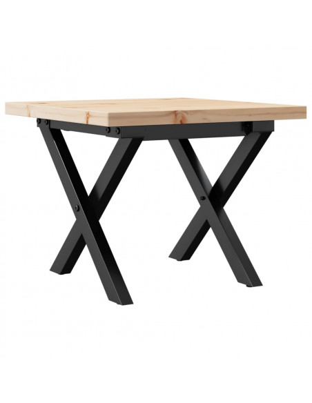 Tavolino Salotto Telaio a X 50x50x35,5cm Massello Pino e Ghisa