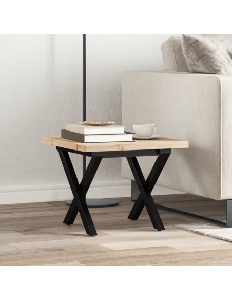 Tavolino Salotto Telaio a X 50x50x35,5cm Massello Pino e Ghisa