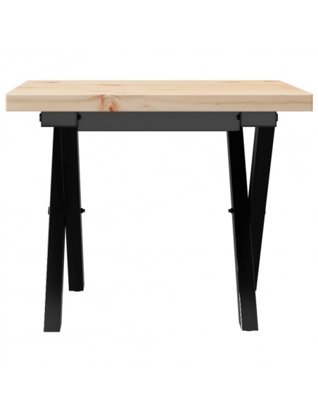 Tavolino Salotto Telaio a X 50x50x35,5cm Massello Pino e Ghisa
