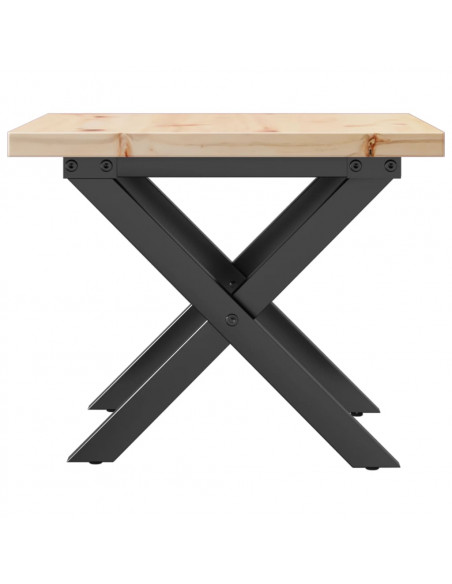 Tavolino Salotto Telaio a X 50x50x35,5cm Massello Pino e Ghisa
