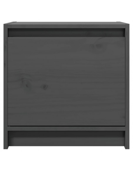 Comodino Grigio 40x30,5x40 cm in Legno Massello di Pino