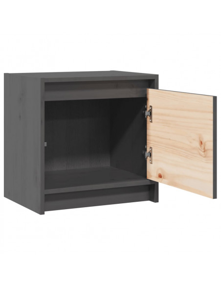 Comodino Grigio 40x30,5x40 cm in Legno Massello di Pino